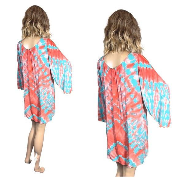 Pineapples Designed In Hawaii Bright Colored Split Sleeve Cover Up SZ L $60 - Picture 7 of 12